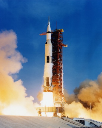 The Saturn 5 launching Apollo 11